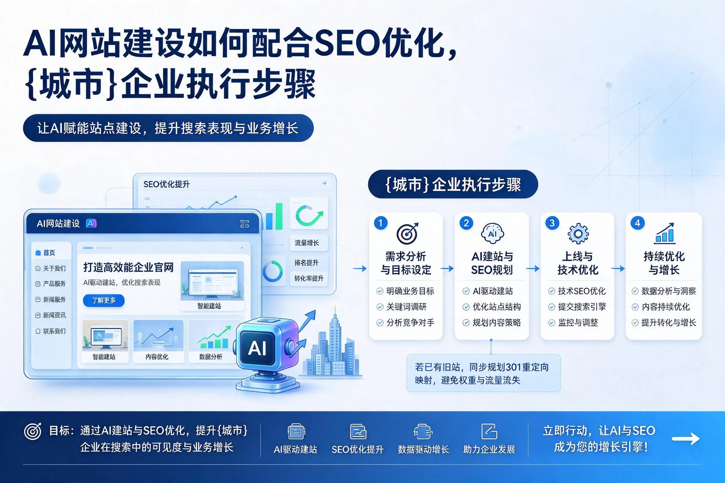AI网站建设如何配合SEO优化，北京企业执行步骤
