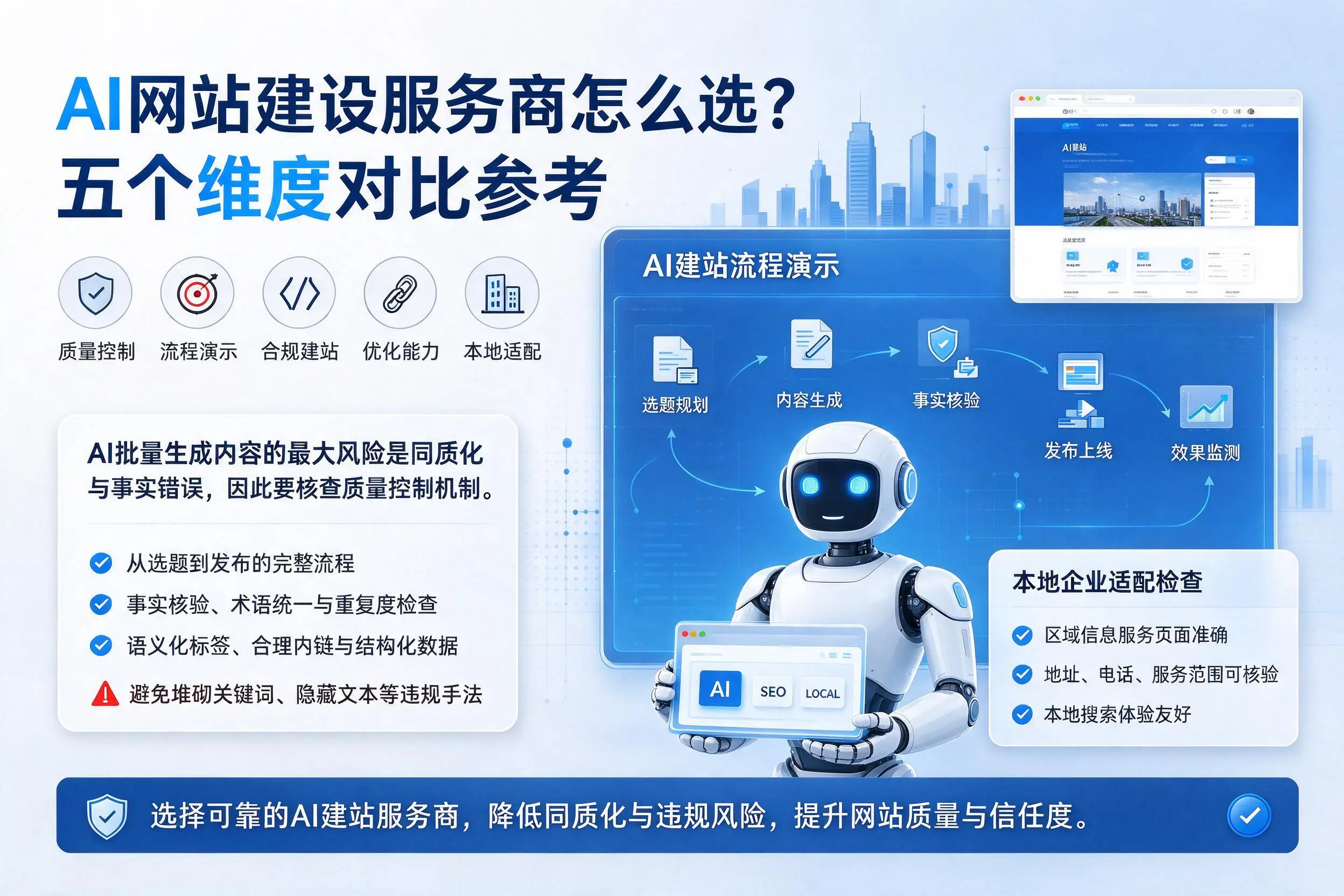 北京AI网站建设服务商怎么选？五个维度对比参考